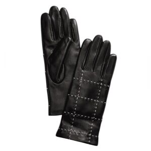 NWT Charter Club Women’s Topstitch Black Leather Gloves Stocking Stuffer Gift